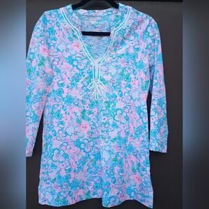 Lilly Pulitzer Pink and Blue Floral Tunic